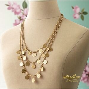 stella & dot ~ rio coin triple strand layered necklace ~ vintage retired